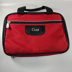 Vintage HTF Ciao RED Carry On Luggage Toiletry Bag Cosmetics Travel Accessory